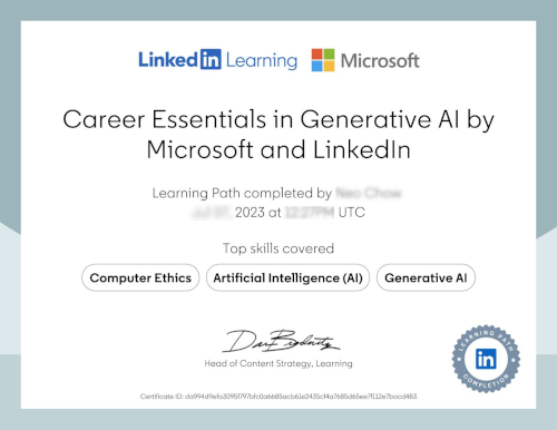 Career Essentials in Generative AI by Microsoft and LinkedIn