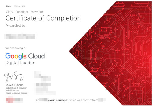 Google Cloud Digital Leader Certificate