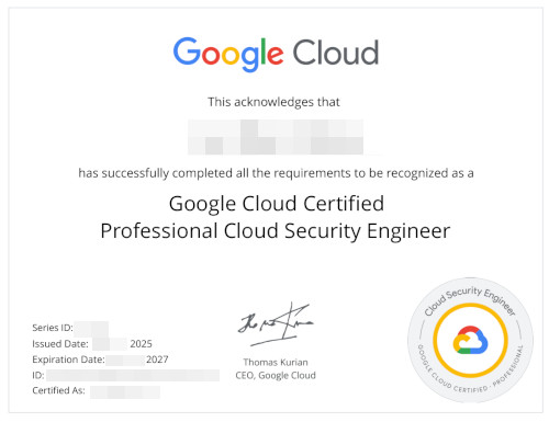 Google Cloud Certified Professional Cloud Security Engineer
