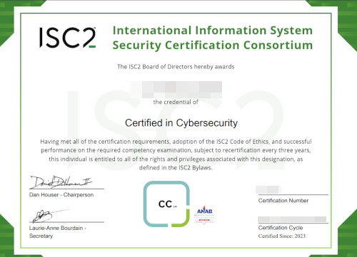 ISC2 Certified in Cybersecurity