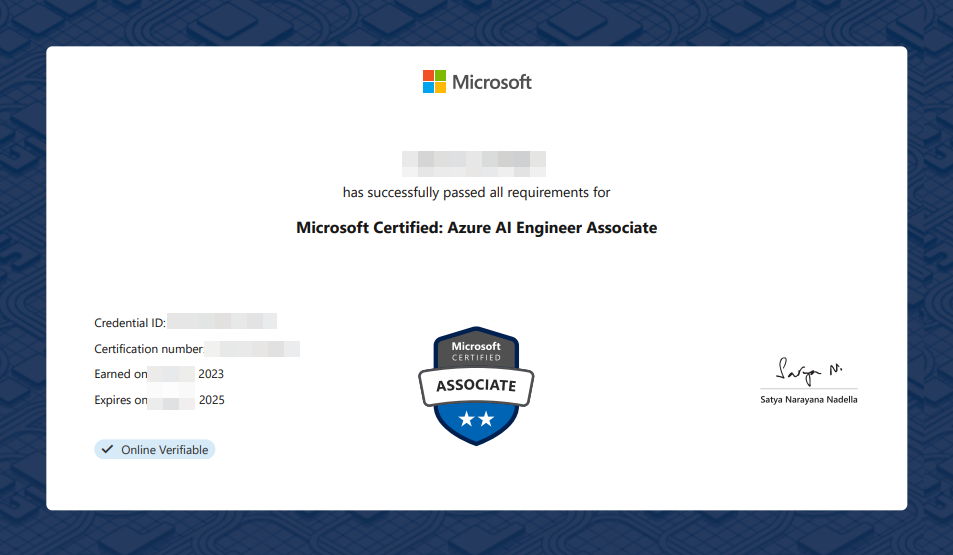 Microsoft Certified: Azure AI Engineer Associate