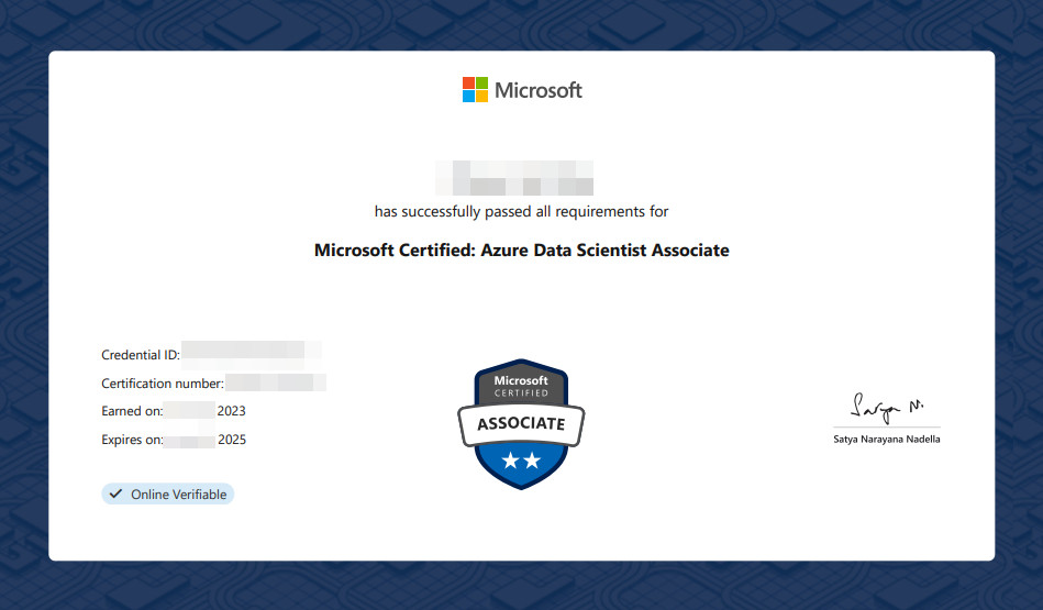Microsoft Certified: Azure Data Scientist Associate