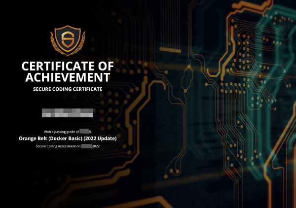 Secure Coding Certificate Orange Belt (Docker Basic)(2022 Update)