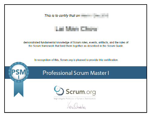 Profession Scrum Master I from scrum.org
