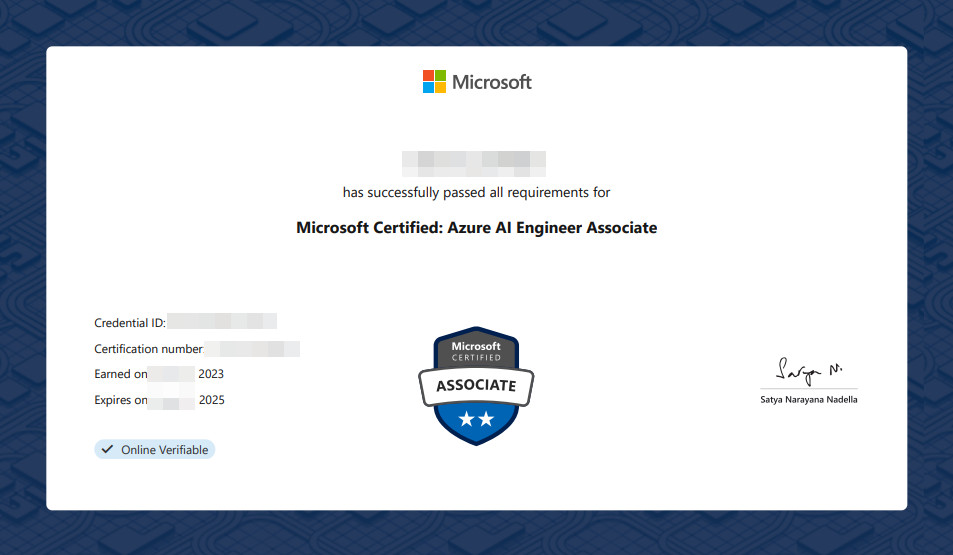 Microsoft Certified: Azure AI Engineer Associate